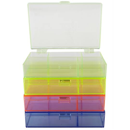 Bead Landing Neon Plastic Stackable Box Organizer Set